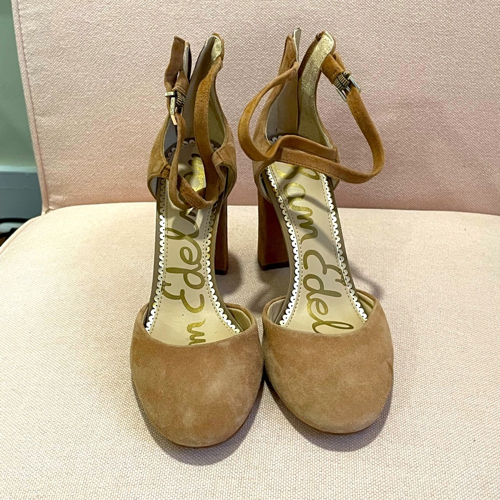 Sam Edelman Velour Nude Closed Toe Strappy Heel